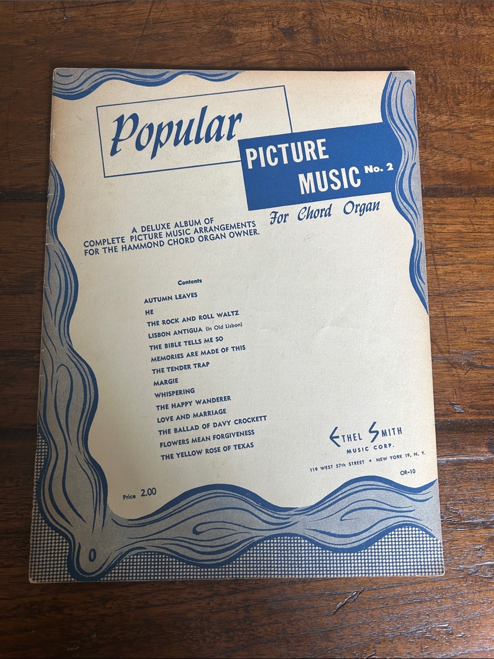 Vintage Popular Picture Music No. 2 - Blue & Cream Chord Organ Sheet Music